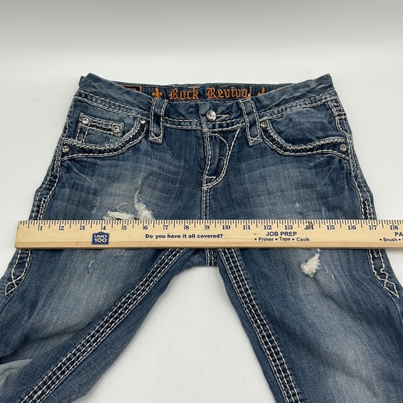 ROCK REVIVAL WOMEN SIZE 26x30 DONNA BOOTCUT JEANS DISTRESSED DENIM JEANS BLUE - Picture 12 of 14